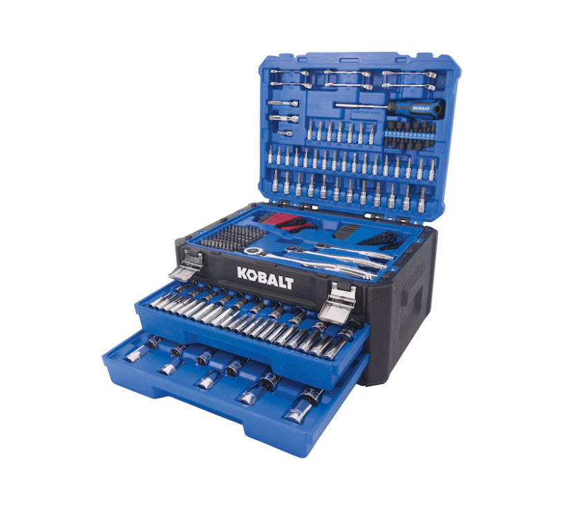 Kobalt 302 Pc Tool Set SAE Metric 1/4 3/8 1/2 Ratchet 2 Drawer Case Kit