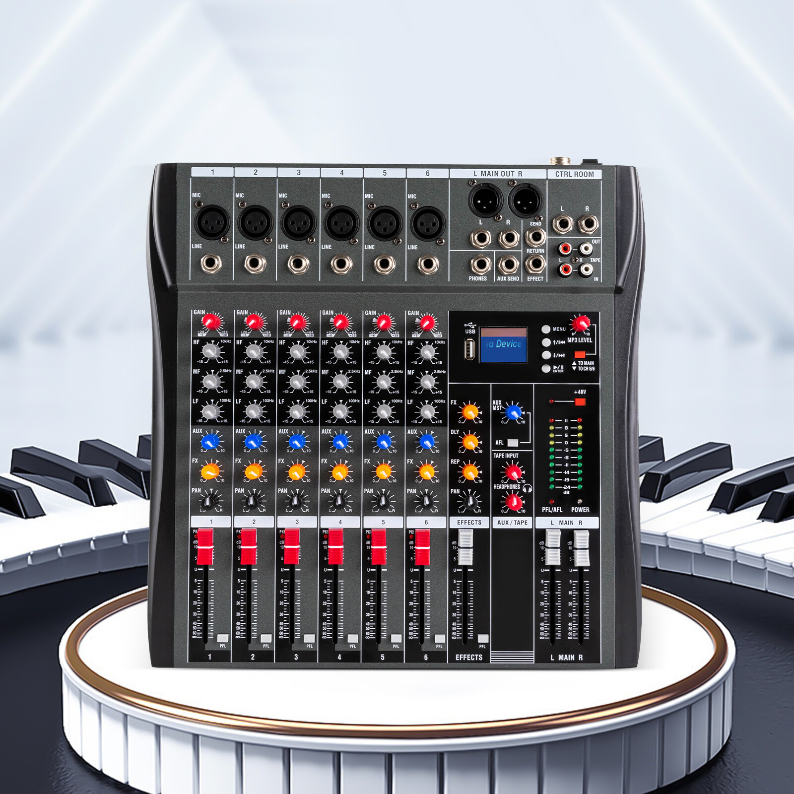 Professional Digital 6Channel Bluetooth Live Studio Audio Mixer Power Mixing USB