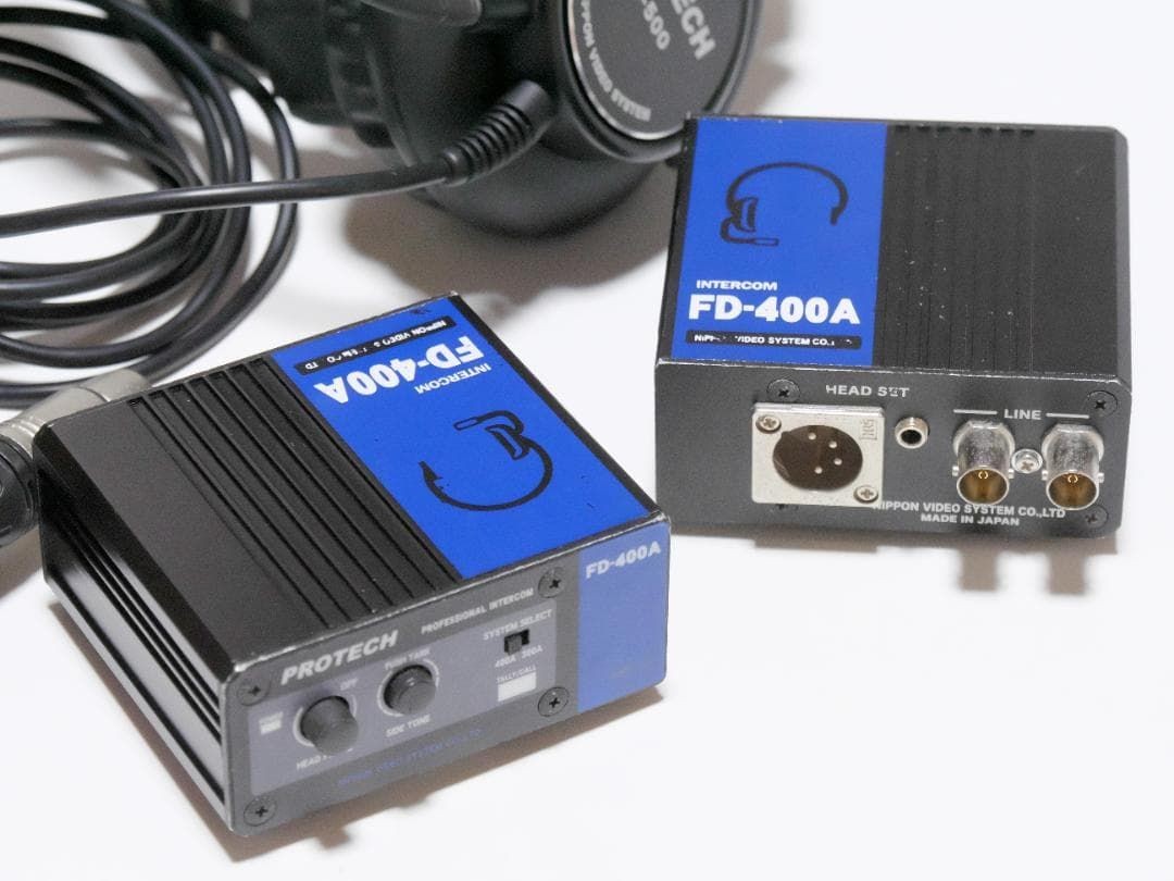 PROTECH FD-400A DL-500 Wired Intercom Headset 2 Unit Set Tested Japan