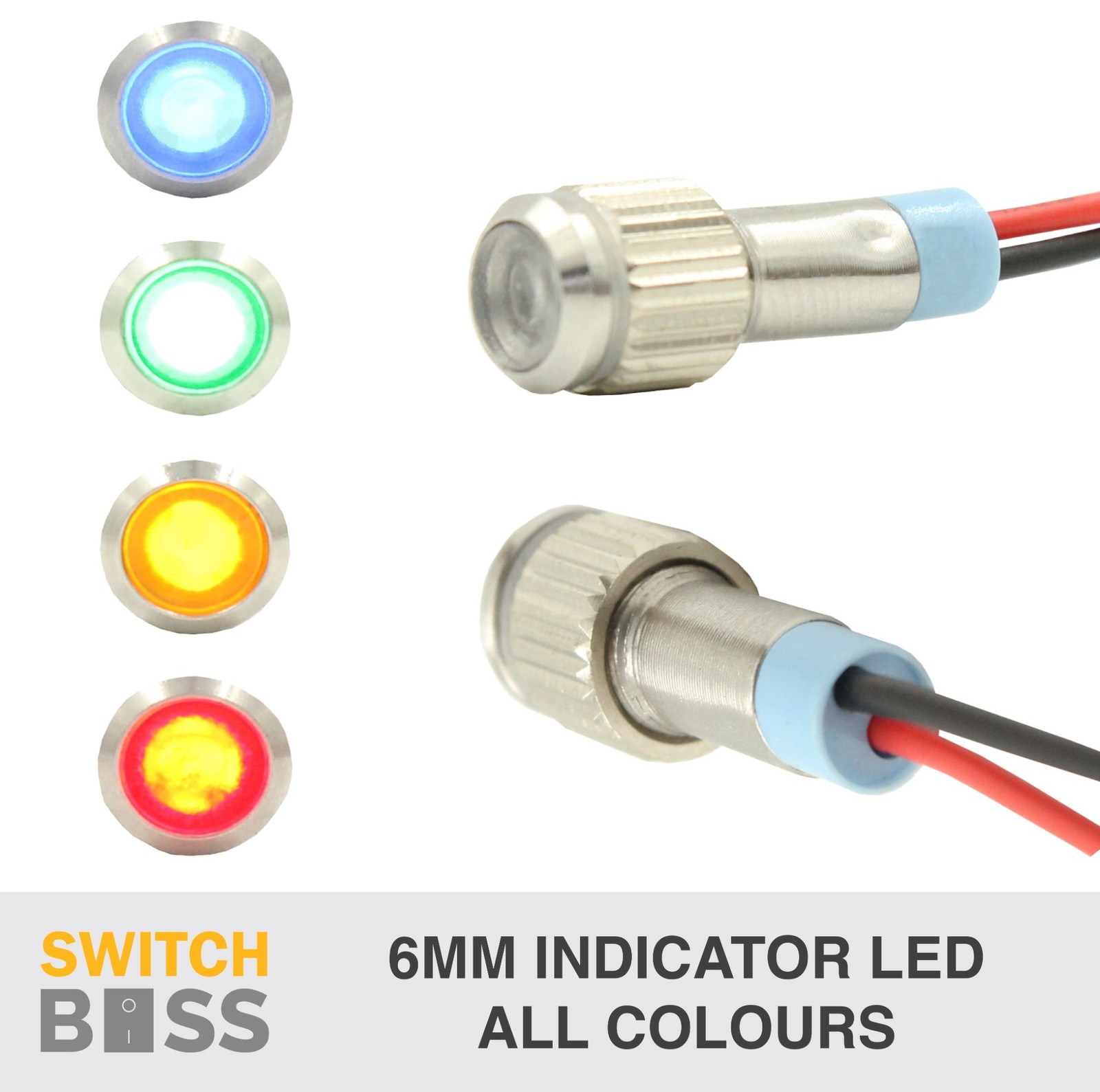 12v 6mm LED PILOT DASH POWER Indicator Light - Aluminium suit Dash Warning Lamp