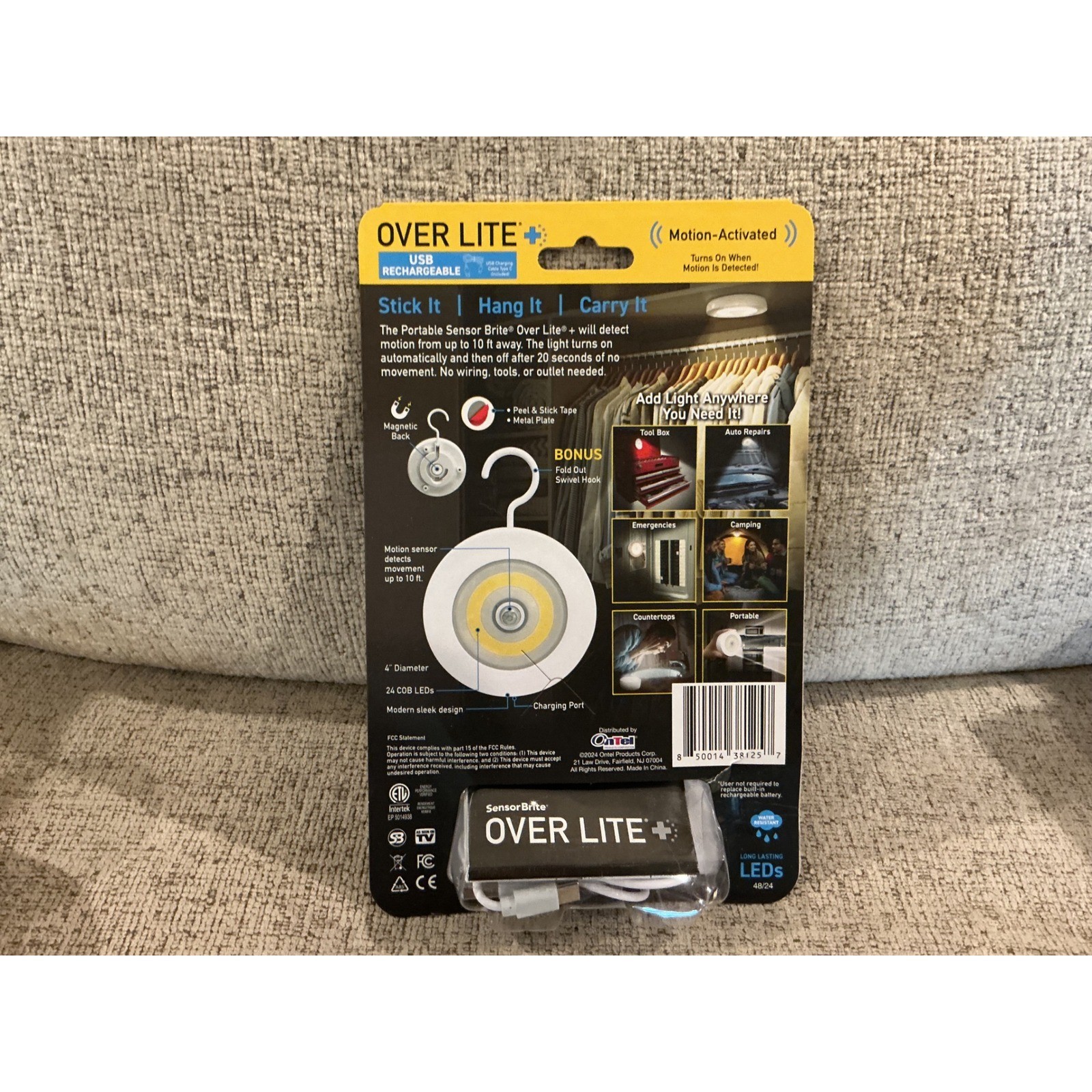 Sensor Brite Over Lite Motion Activated LED Light USB Rechargeable 300 Lumens