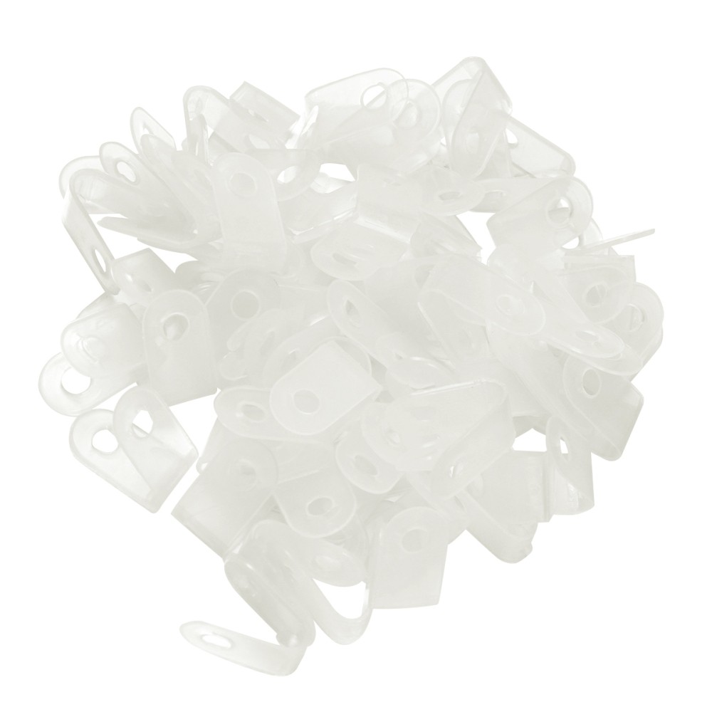 100 Pcs Nylon Plastic R-type Cable Clips Small Wire Clamp Holder