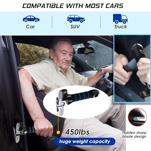 4pc Mobility Standalone Kit:Car Door Assist Handle for Elderly & Adjustable
