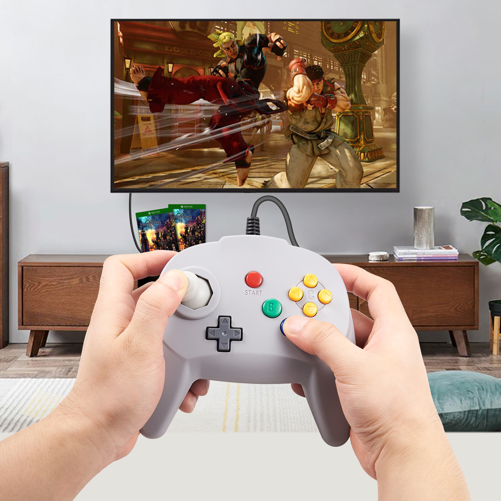 For Switch PC MAC N64 USB Controller Gamepad Joypad for Steam & Super Retrocade