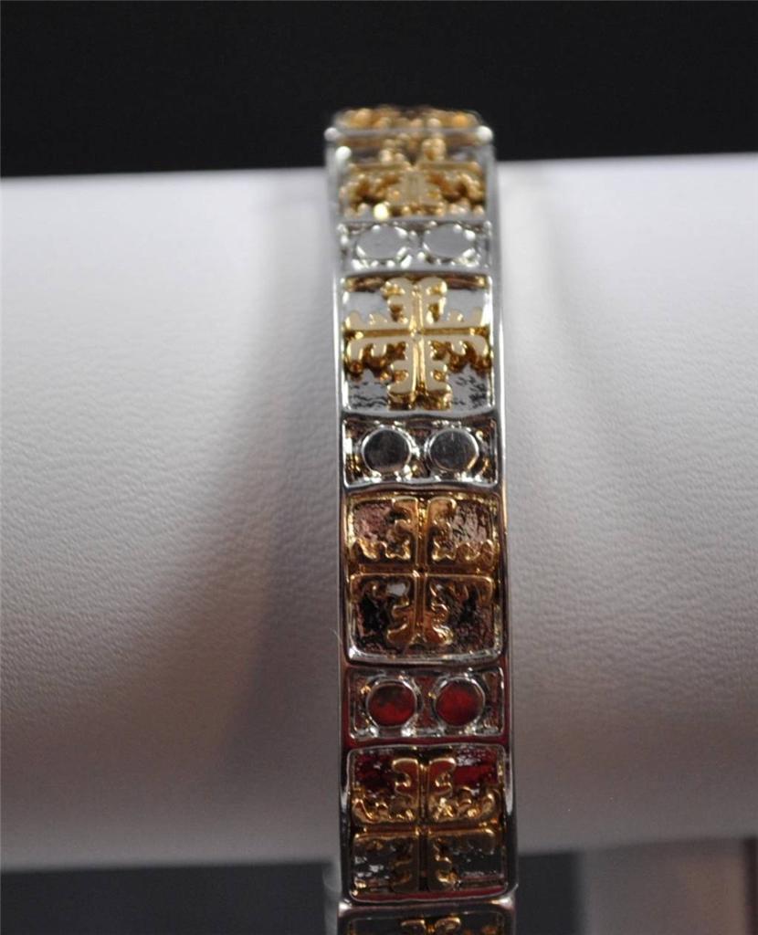 I Creative Cross Silver Gold Copper Tone Elastic Cuff Bracelet Handcraft Artisan