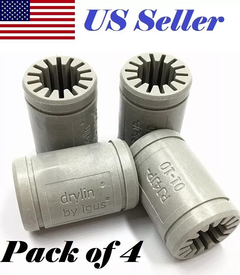 4 PCs Polymer LM10UU Bearing 10mm Shaft-Igus Drylin RJ4JP-01-10 for 3D Printer