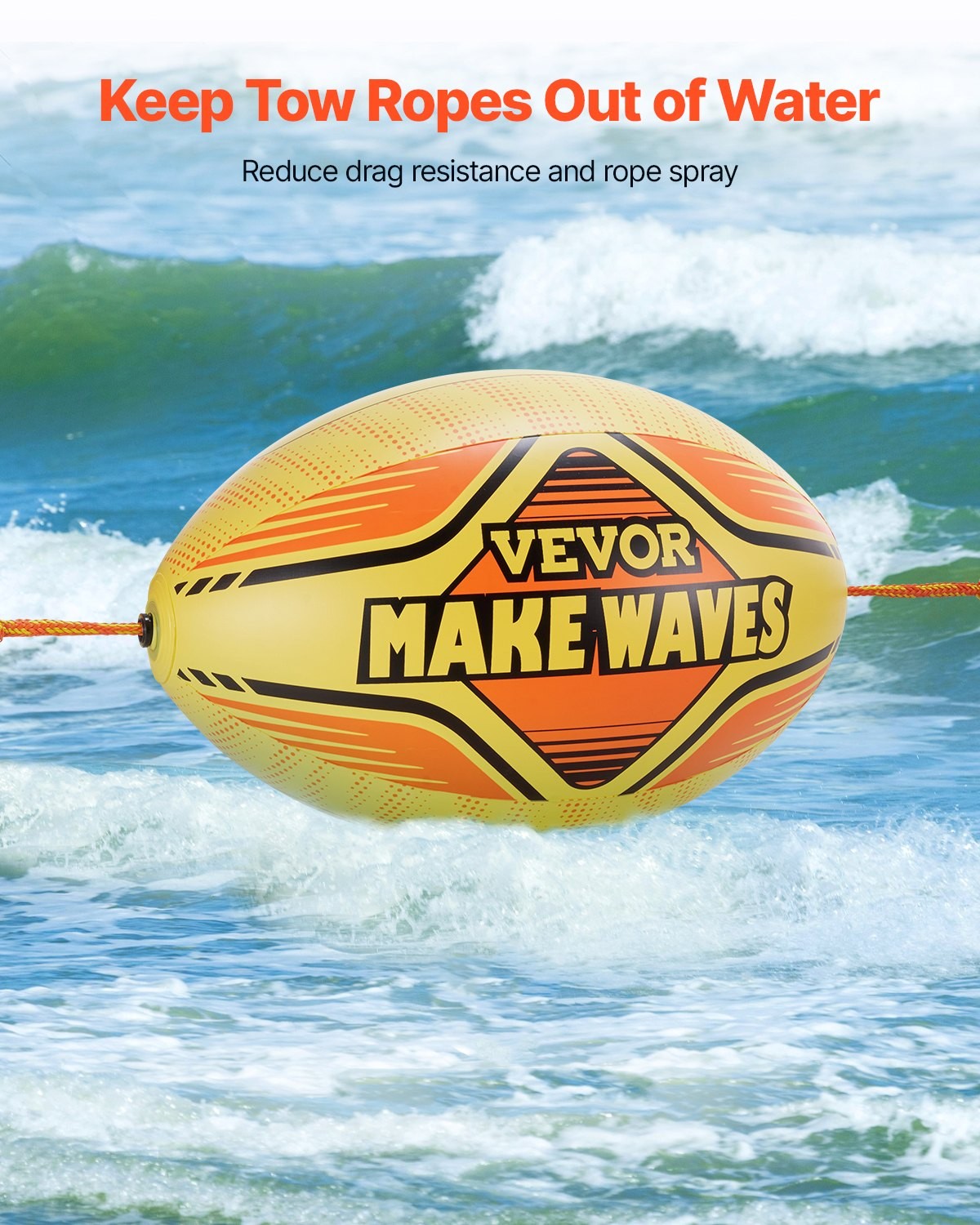 Towable Tube Booster Ball PVC for Boating & Water Sports w/PE Tow Rope