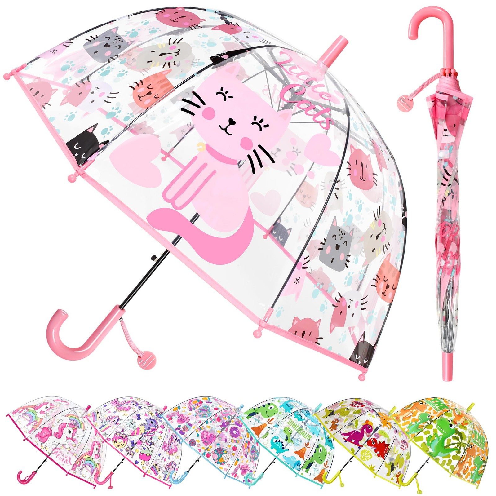 Kids Umbrella Clear Bubble Umbrellas for Rain,Safety Dome Windproof Umbrella ...
