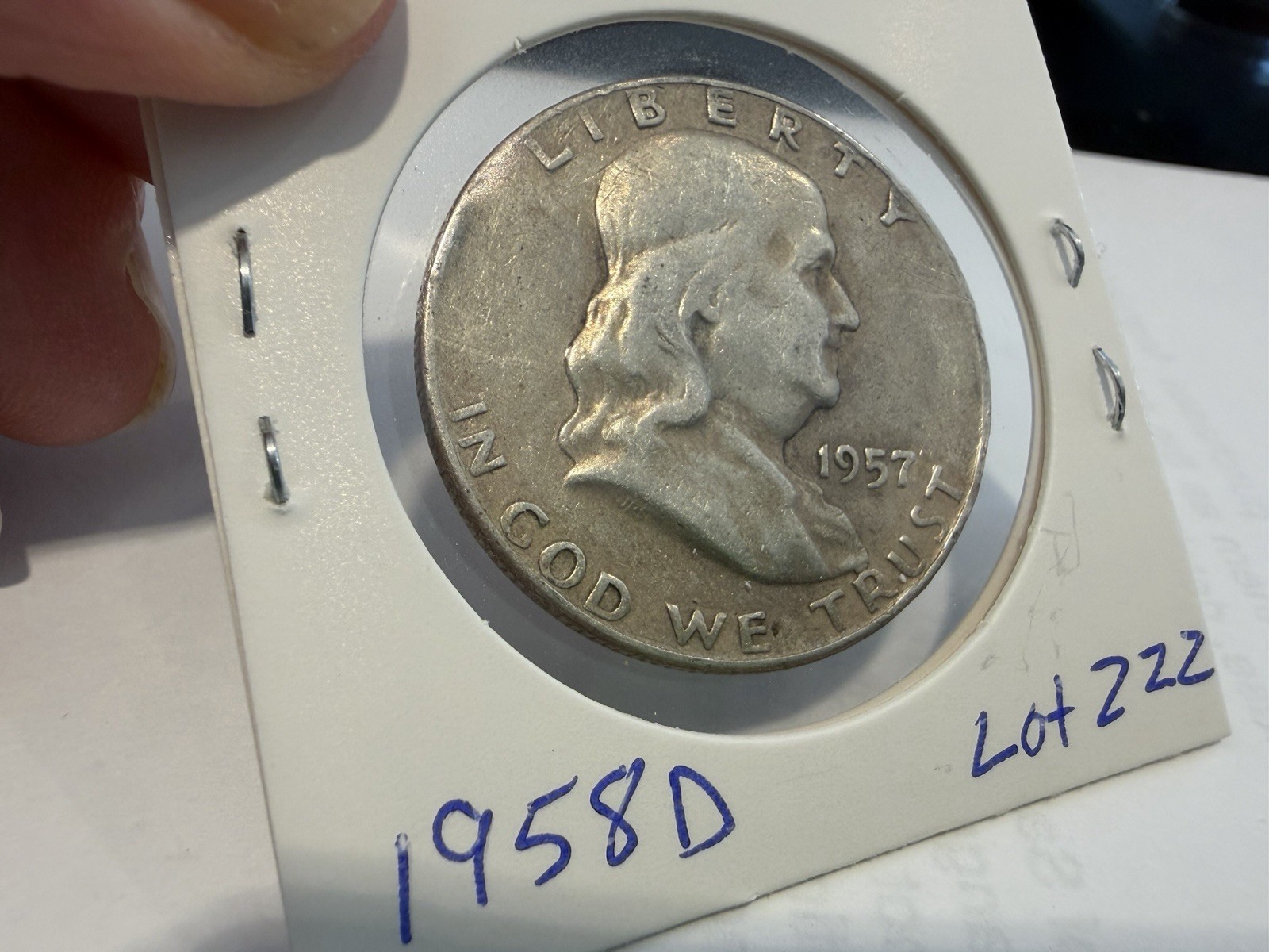 1958 D BEN FRANKLIN SILVER HALF DOLLAR LOT 222