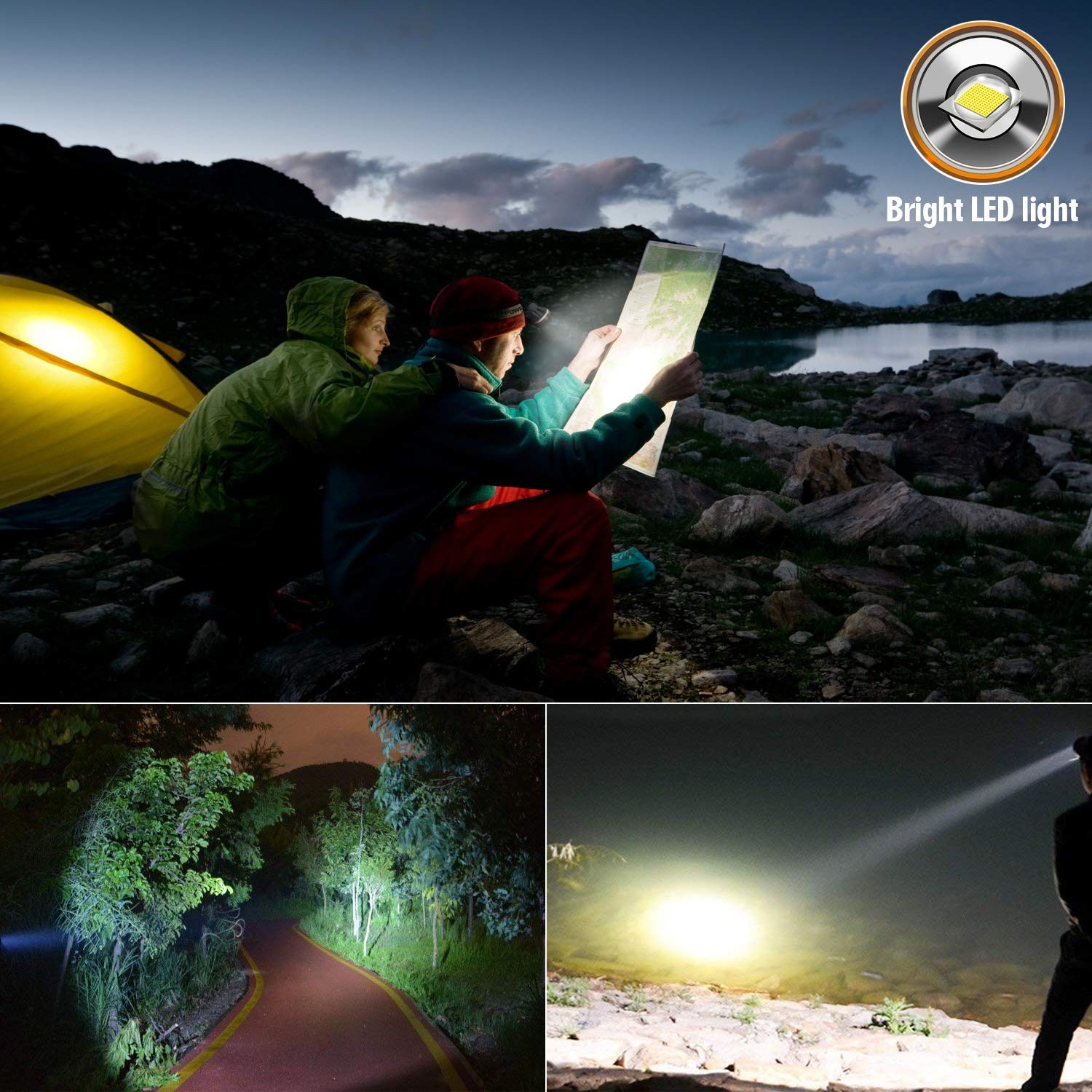 Rechargeable Headlamp, Super Bright LED Head Lamp Flashlight Waterproof Headl...