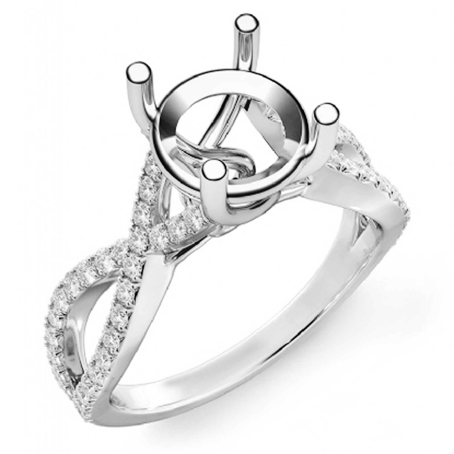 Handmade 925 Silver Semi Mount Ring Setting Round 10mm with Natural Zircon