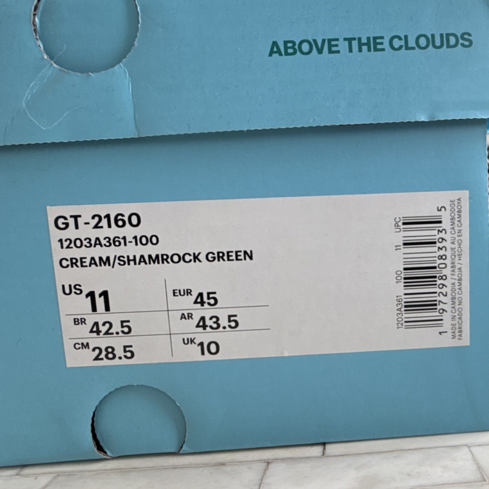 Above the Clouds ASICS GT-2160 Men's Running Shoes Cream/Shamrock Green US 11