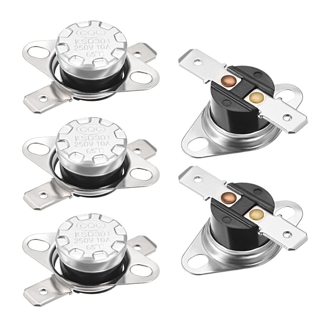 5 x Temperature Control Switch Thermostat 65°C 10A Normally Open 6.3mm Pin