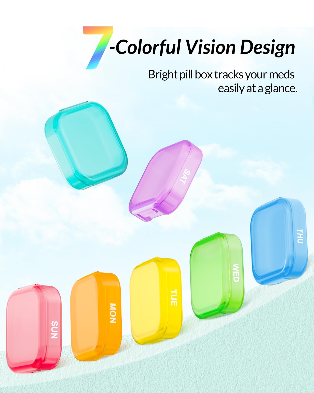 Large Weekly Pill Organizer, Portable Pill Box 7 Day with Double Protection