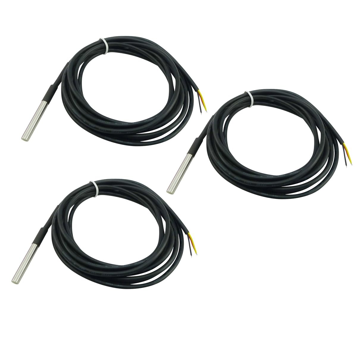 DS18B20 Waterproof Stainless Steel Digital Temperature Sensor 9.8 FT 3 PCS