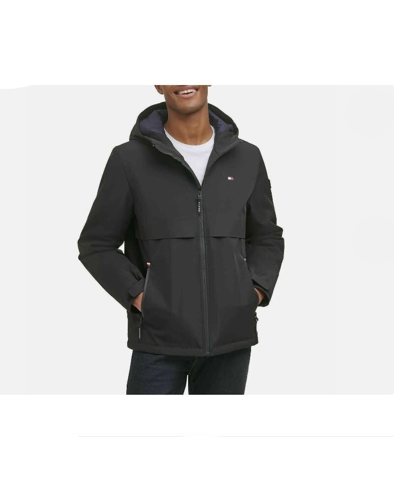 Jacket Coat Mens Winter Tommy Hilfiger Hooded Black Navy Green Performance M-XL