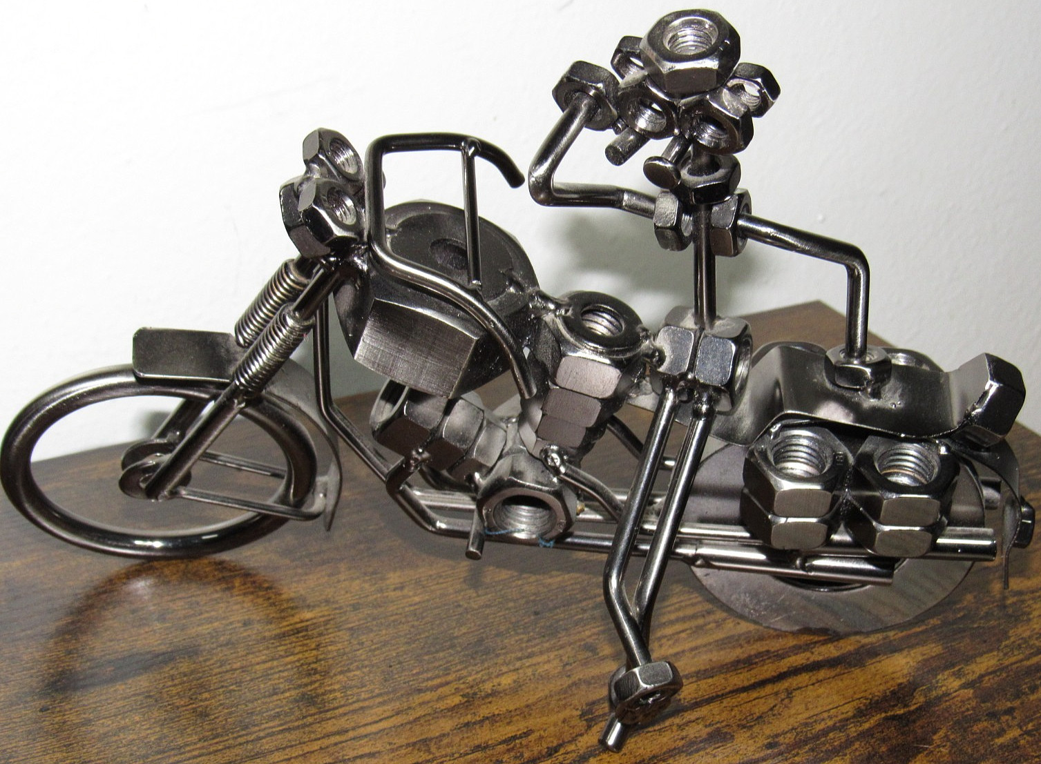 Nuts & Bolts Metal STEEL Art Motorcycle 10 Inch USED