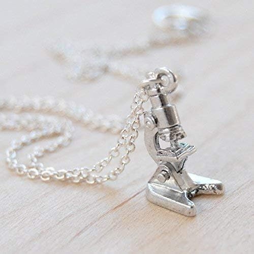 Whimsical Silver-Plated Microscope Necklace - 18″ Gift-Ready Science Jewelry