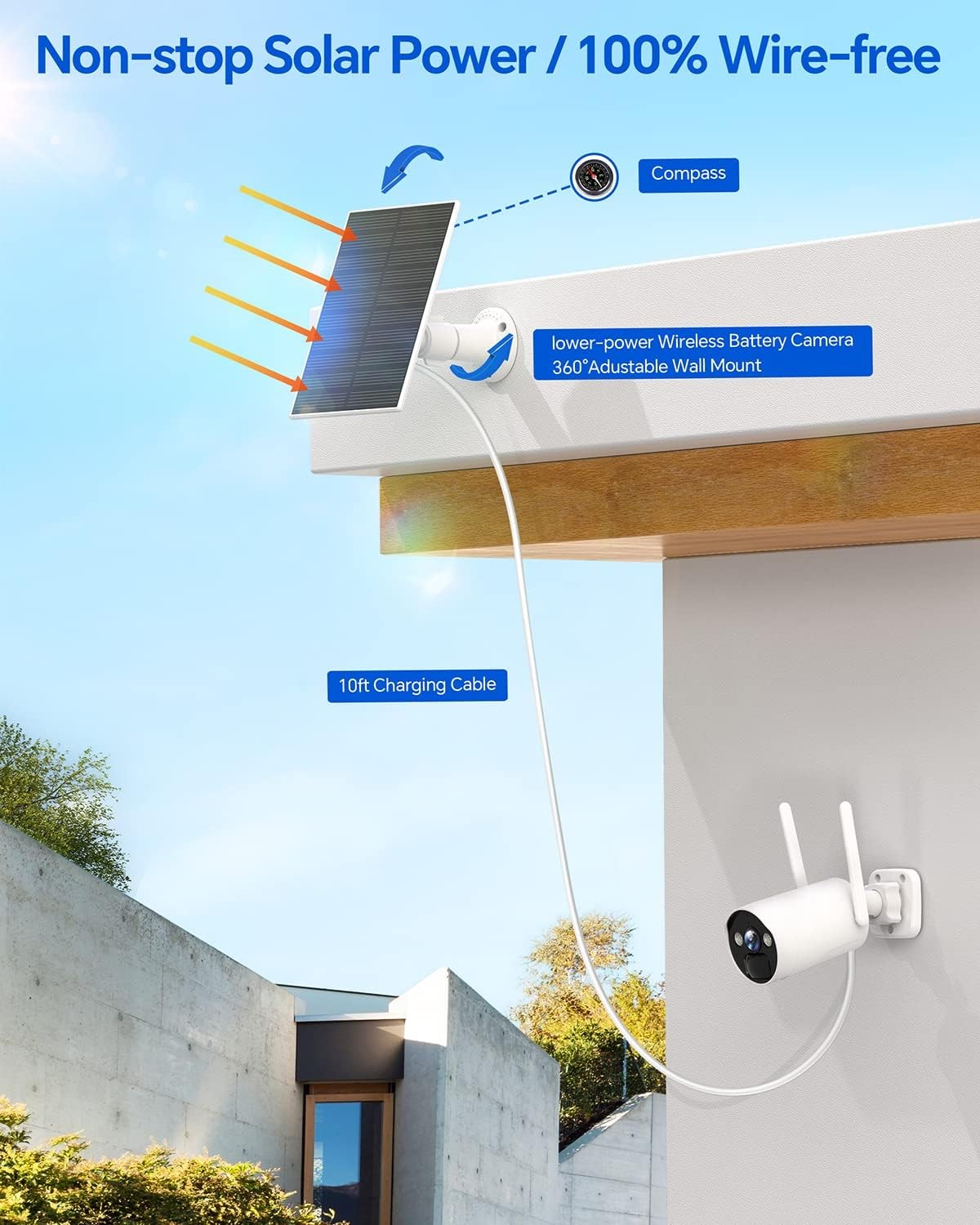 4MP Wireless Security Camera System Wifi Solar Battery Powered 2 Way Audio Cams