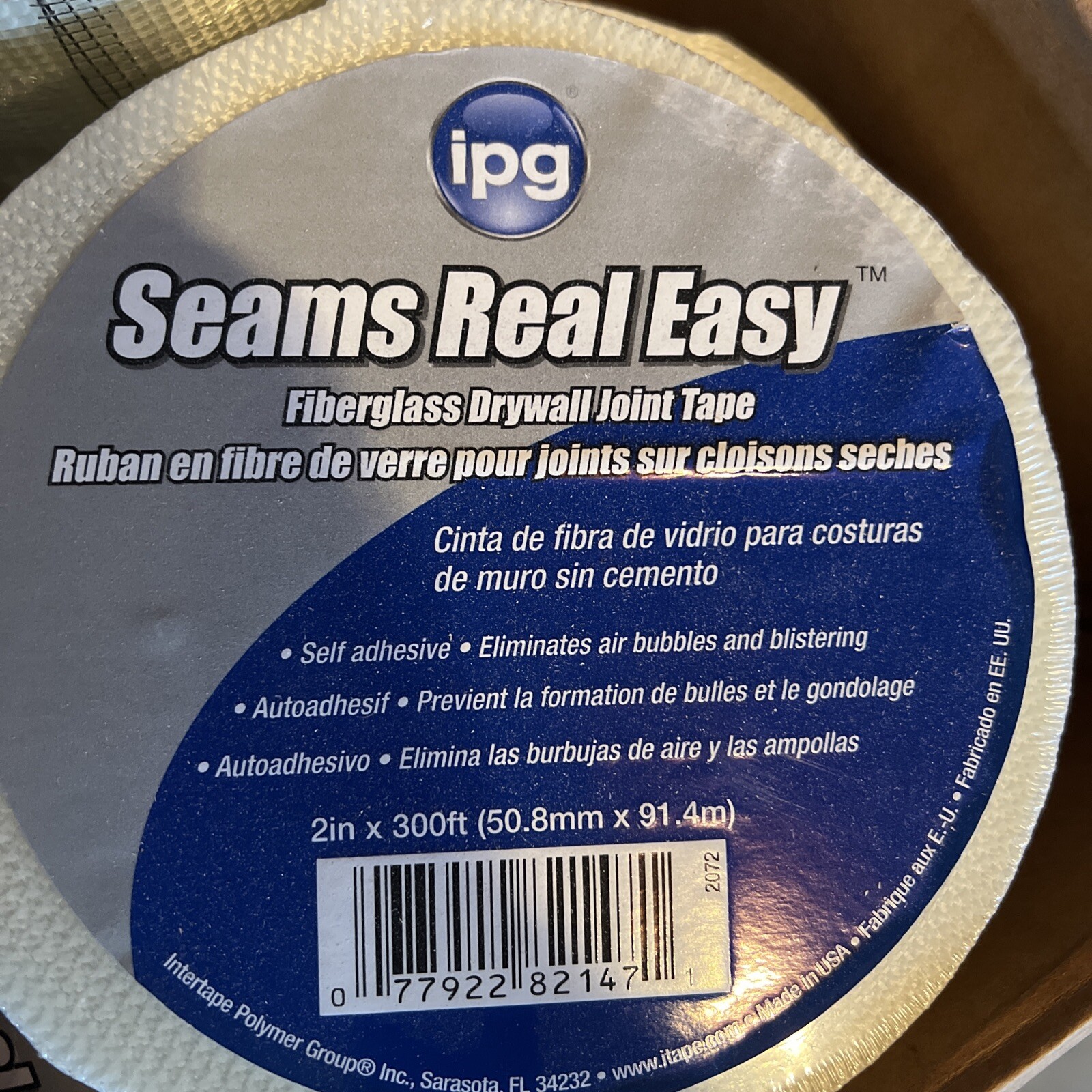IPG Fiberglass Mesh Drywall Joint Tape, Seams Real Easy, 2" x 300 ft, (Sing...