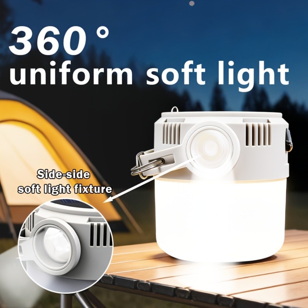 Solar Camping Lantern 6 Light Modes USB Rechargeable Power Bank Hook