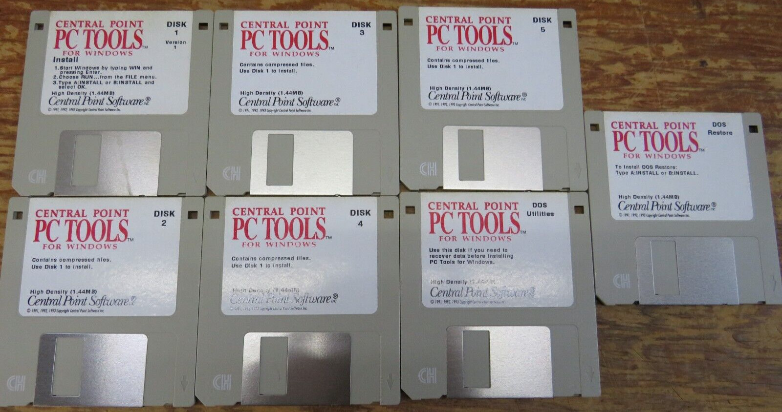 Set of 7 Vintage Central Point PC Tools v1 3.5 Floppy Disk