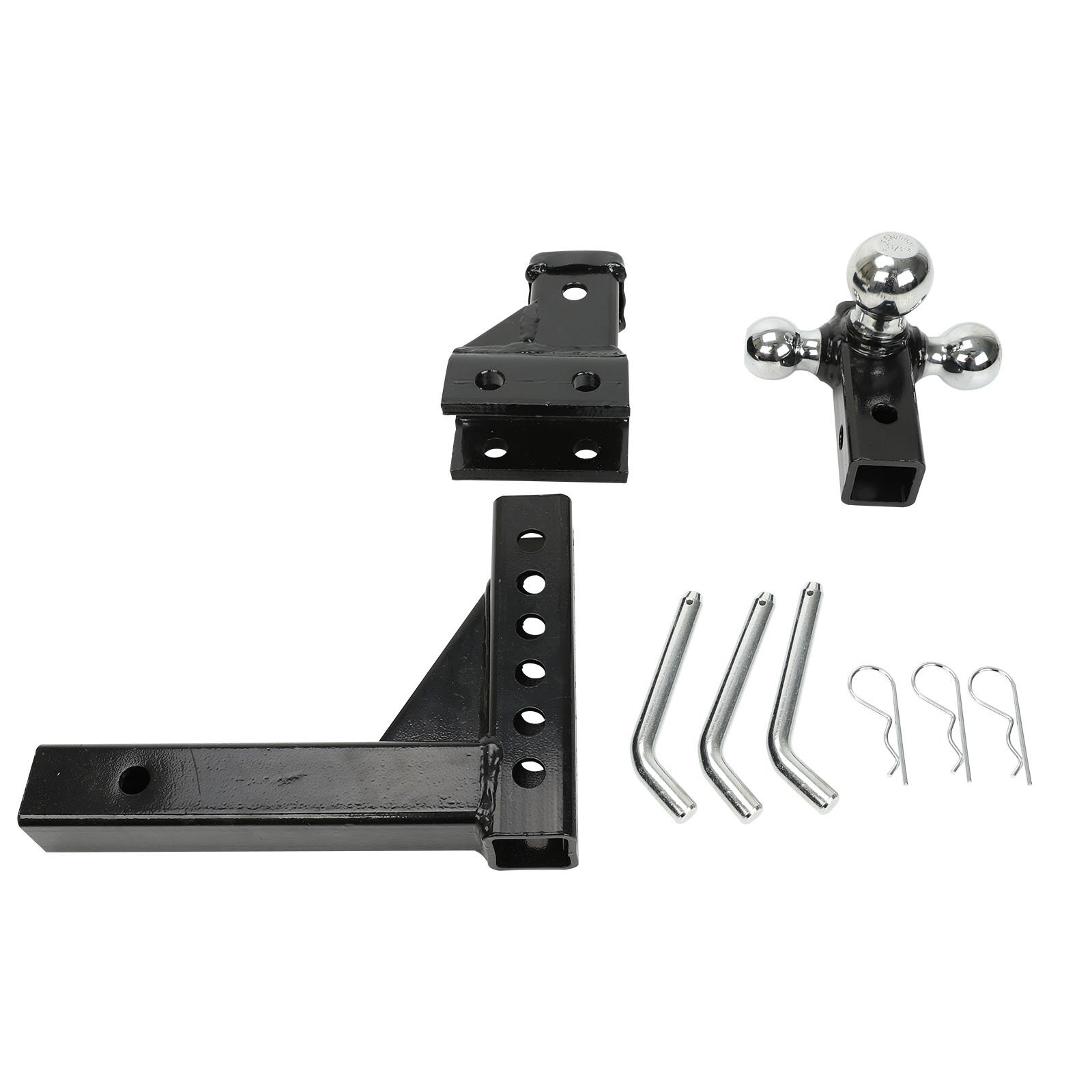 3-BALL HD Adjustable Drop Turn Trailer Tow 2 Hitch Mount For 2" Receiver