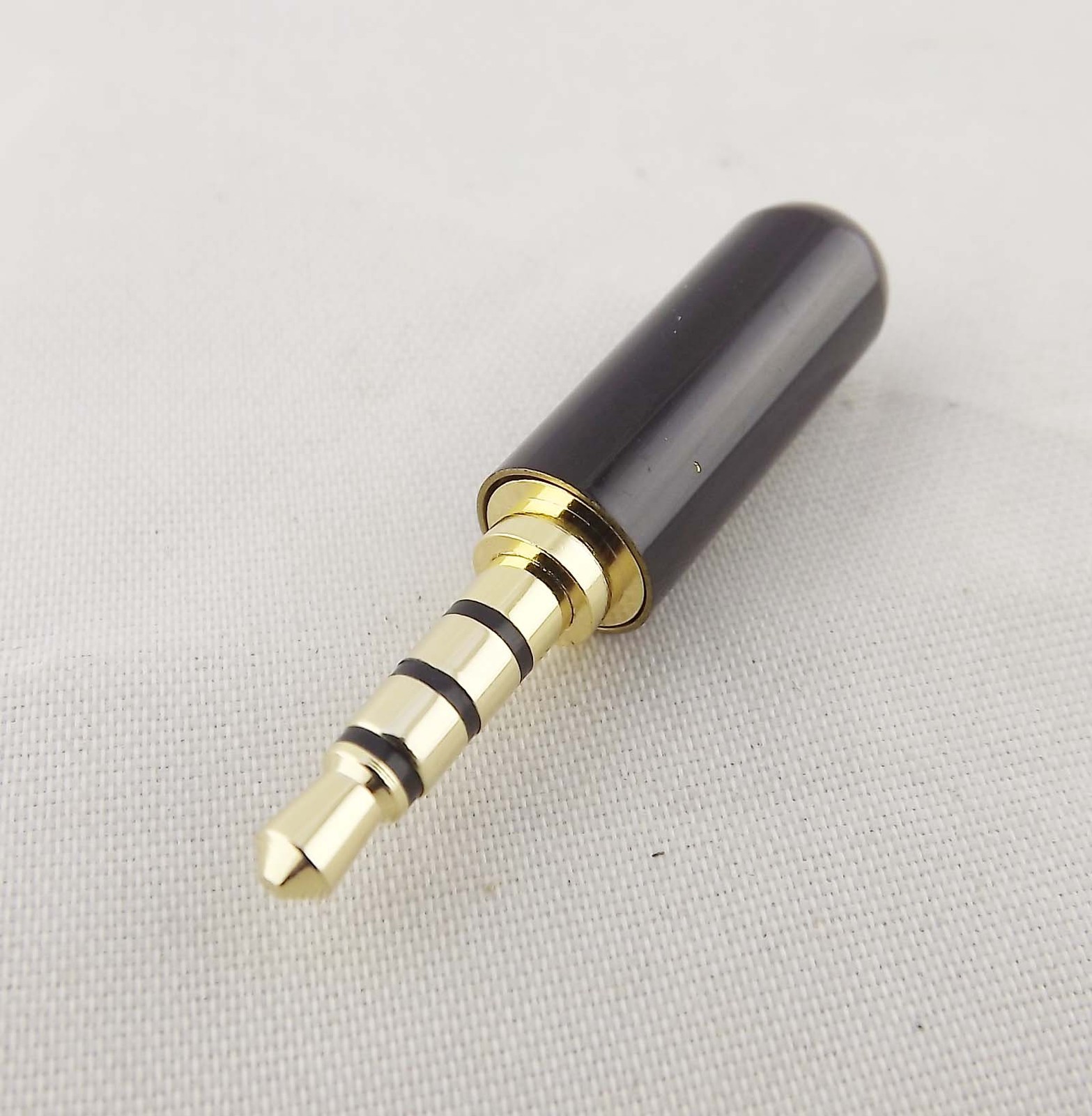 1x 3.5mm 1/8" 4 Pole Male TRRS Repair Headphone Plug Metal Audio Soldering Black