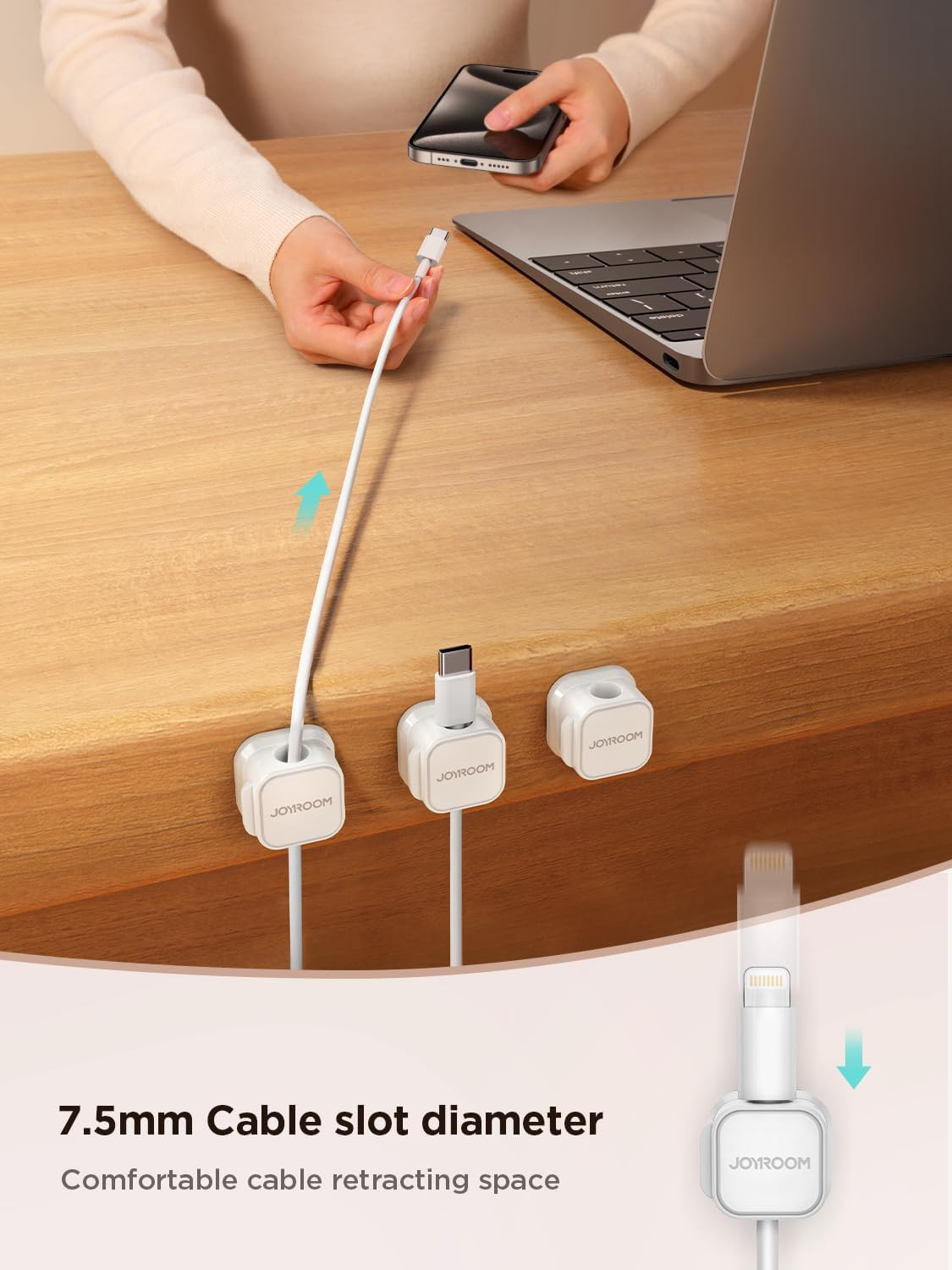 6 Pack Magnetic Cable Clips [Cable Smooth Adjustable] Cord Holder, under Desk Ca
