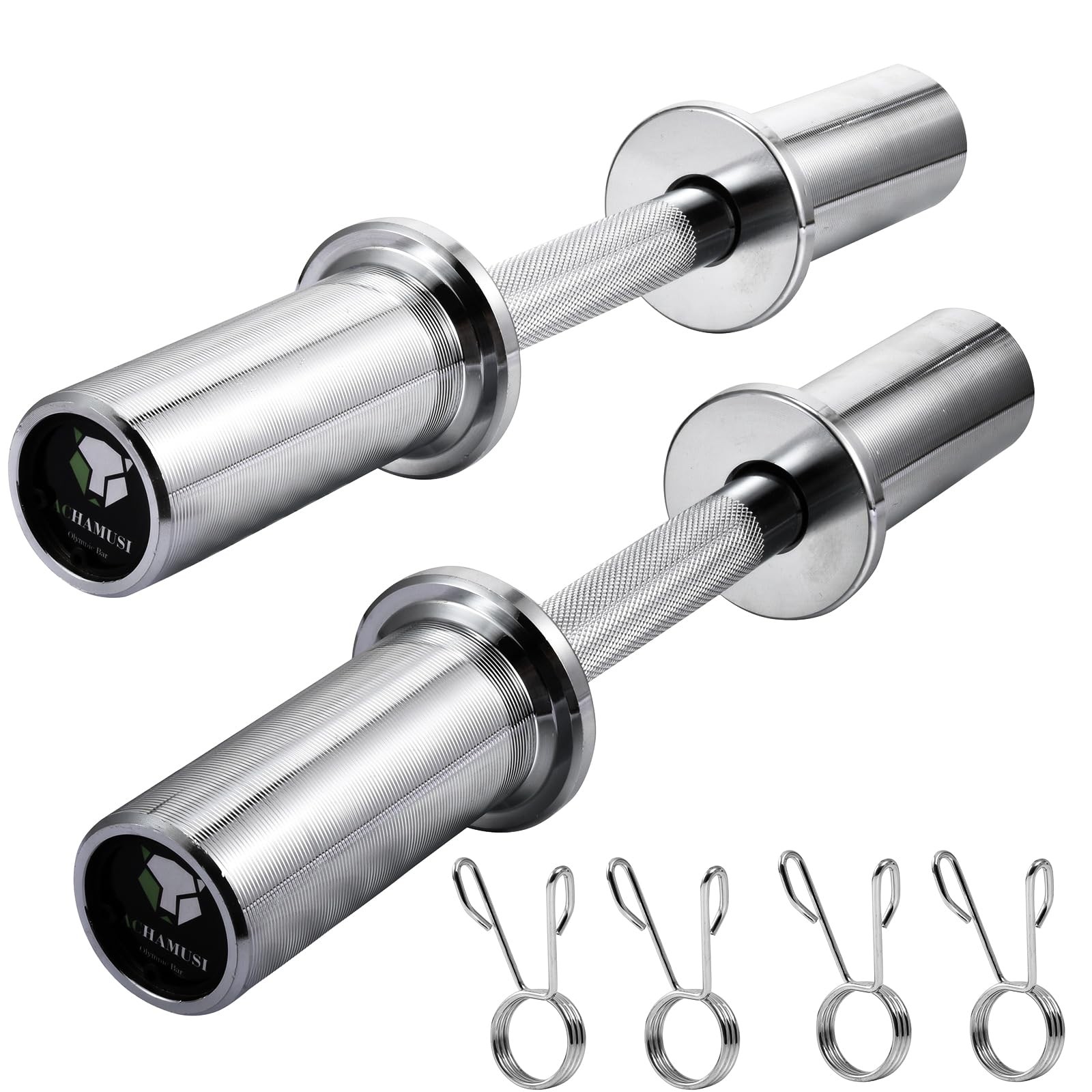 16" Olympic Dumbbell Handle Pair - Solid Adjustable Dumbbell Bars With Spring...