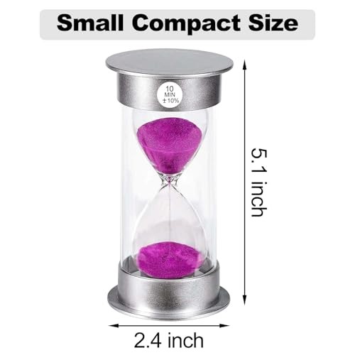 Sand Timer Hourglass, Large Sand Clock, Unbreakable Plastic for 10 Min Purple