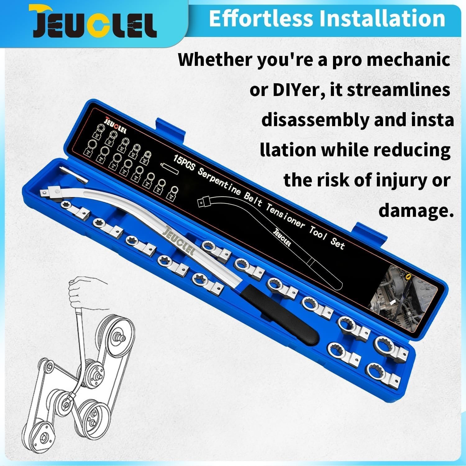 Engine Timing Belt Tensioning Tool Set - Serpentine Pulley#