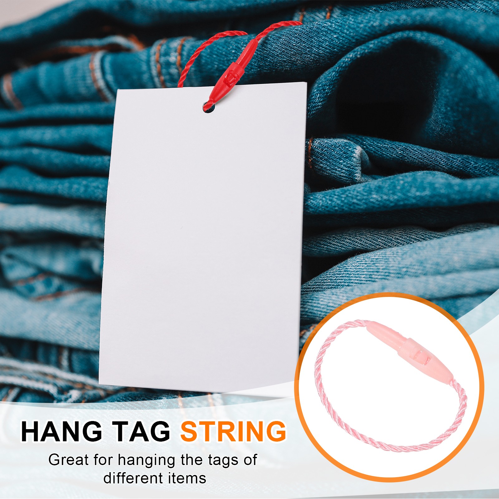 500 Pcs Polyester Hang Tag String 3" Snap Lock Pins Loop Fastener, Pink