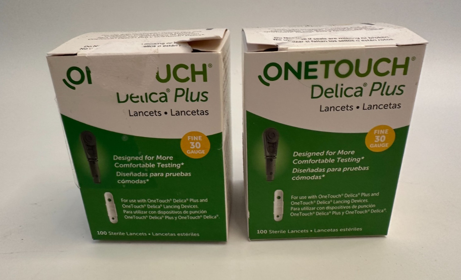 One touch delica plus lancets 30 gauge/fine gauge version 100 count-2 packs READ