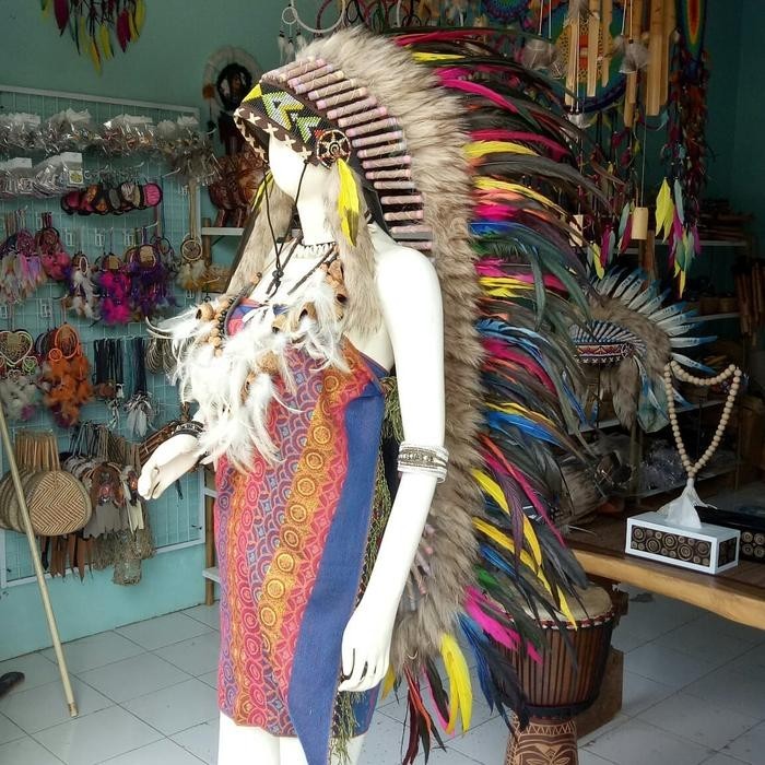 Warbonnet Feather Indian Headdress Rainbow Large Carnival Festival Costume Hat