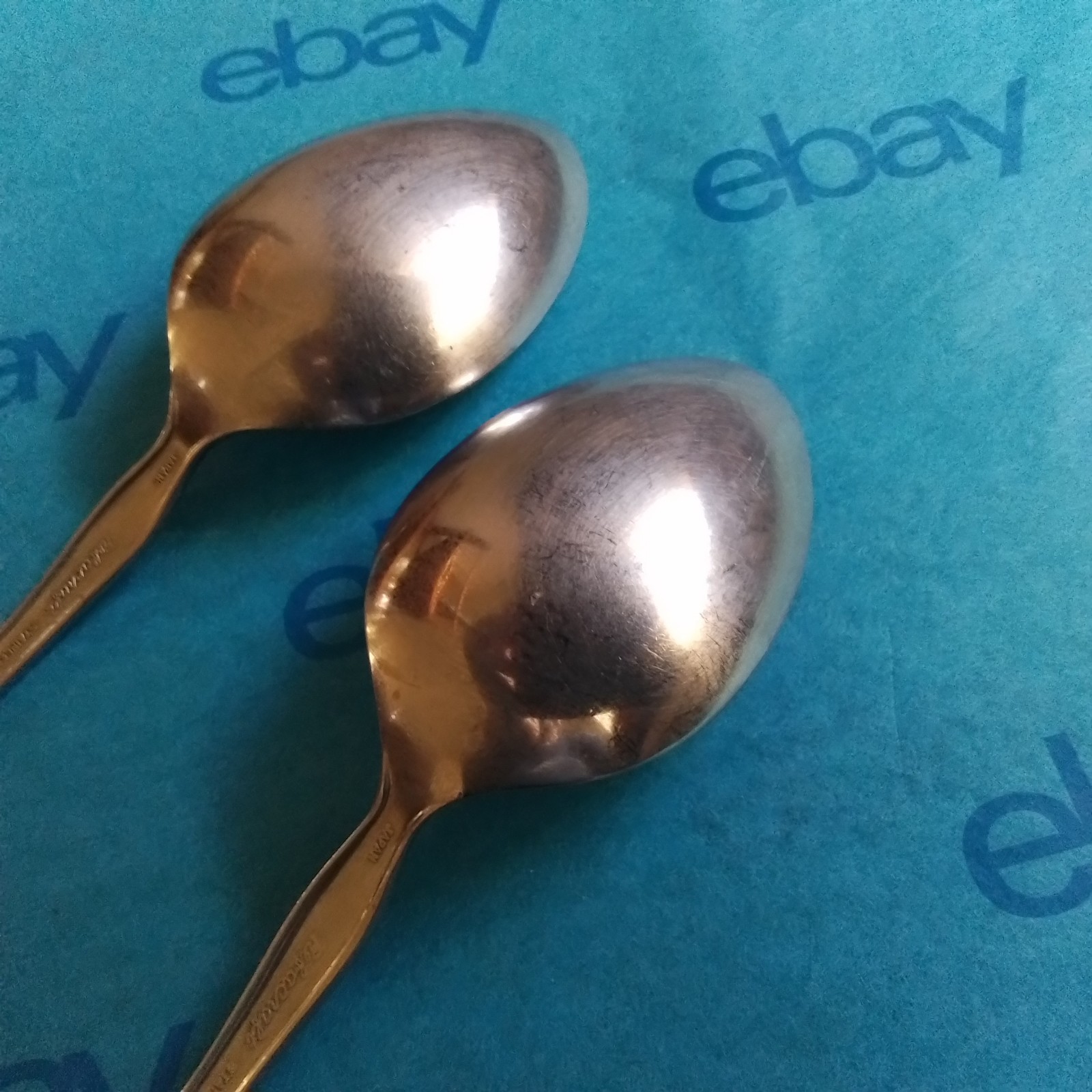 Reed & Barton Rebacraft Candance Andrea Stainless Flatware 2 Serving Spoons VGUC