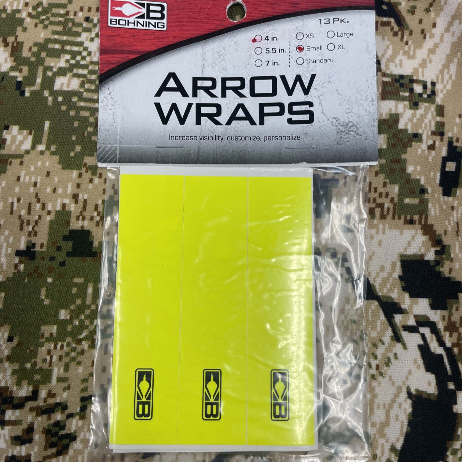 Bohning Arrow Wraps Carbon Neon Yellow 4 Inch Small 13 Pack