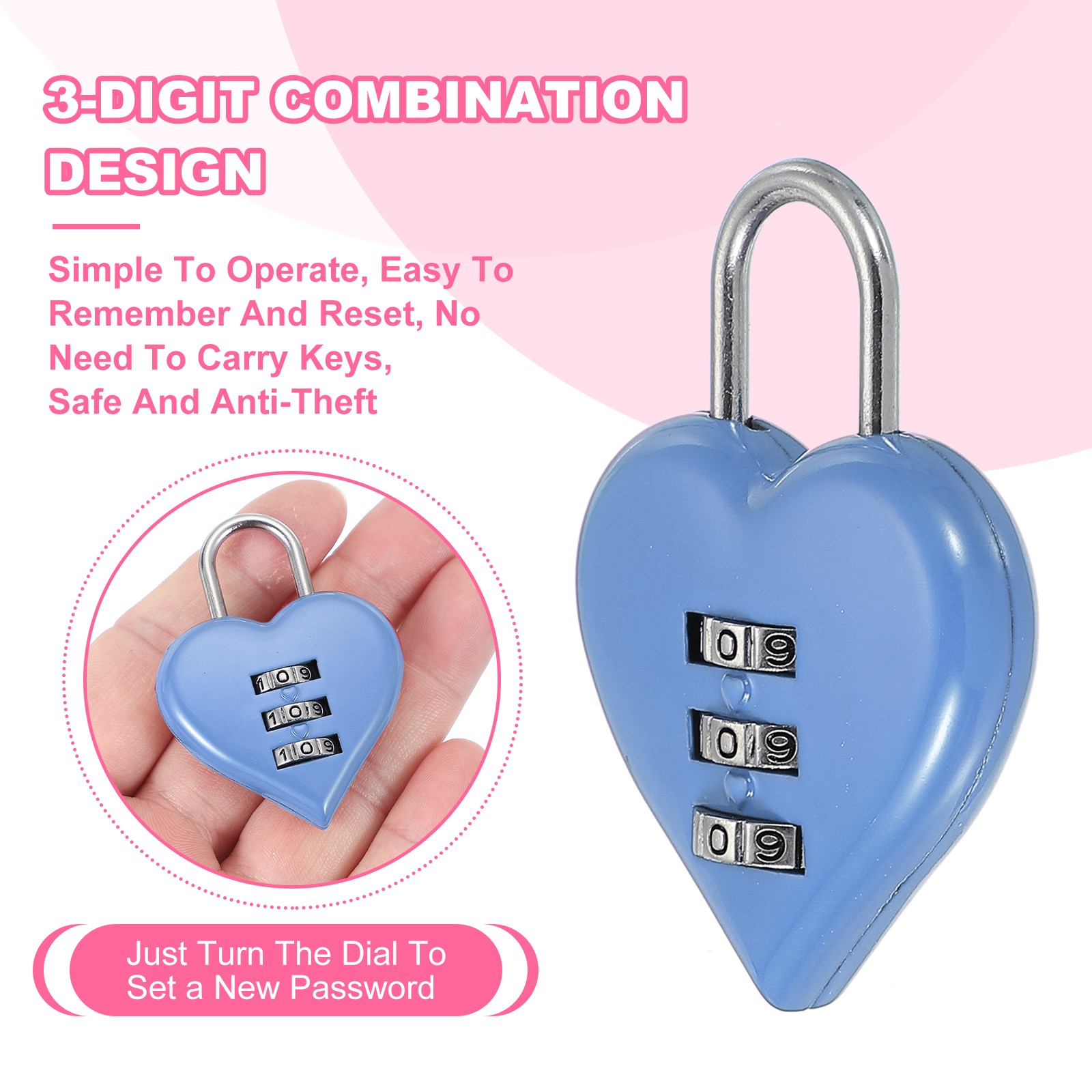 2 Heart Combination For Love Locker Lock Code Blue