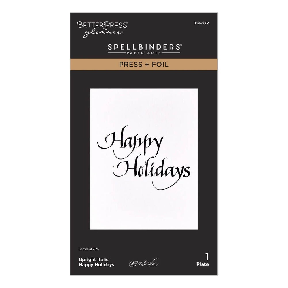 Spellbinders BetterPress Press + Foil Plate - Upright Italic Happy Holidays( by