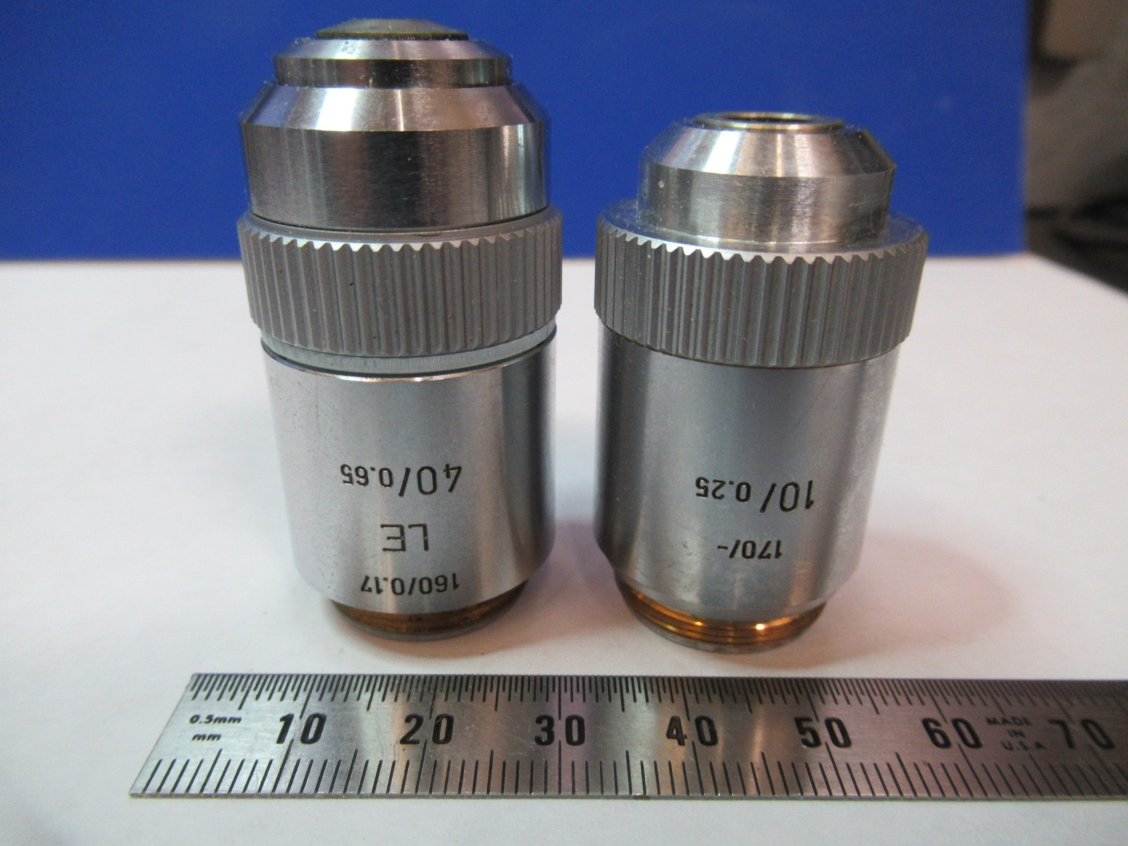 LOT OBJECTIVES 10X 40X LEITZ /170 OPTICS MICROSCOPE PART As Pictured V1-B-37