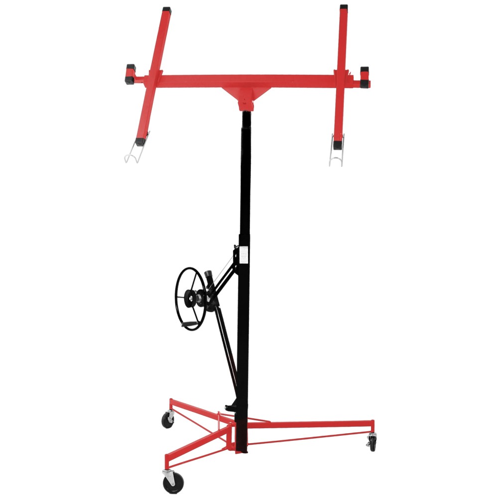 11 ft Drywall Panel Hoist Jack Lifter, Heavy Duty Steel Construction, Red+Black