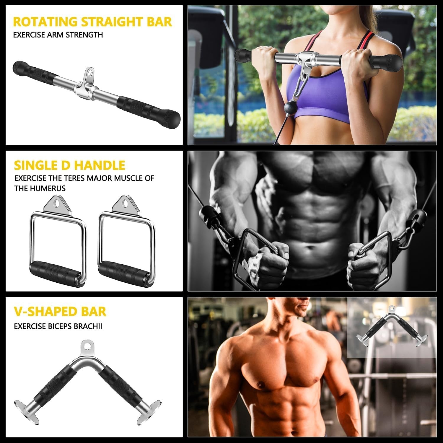Durable Tricep Pull Down & LAT Pulldown Attachments Set - Enhance Your Home Gym