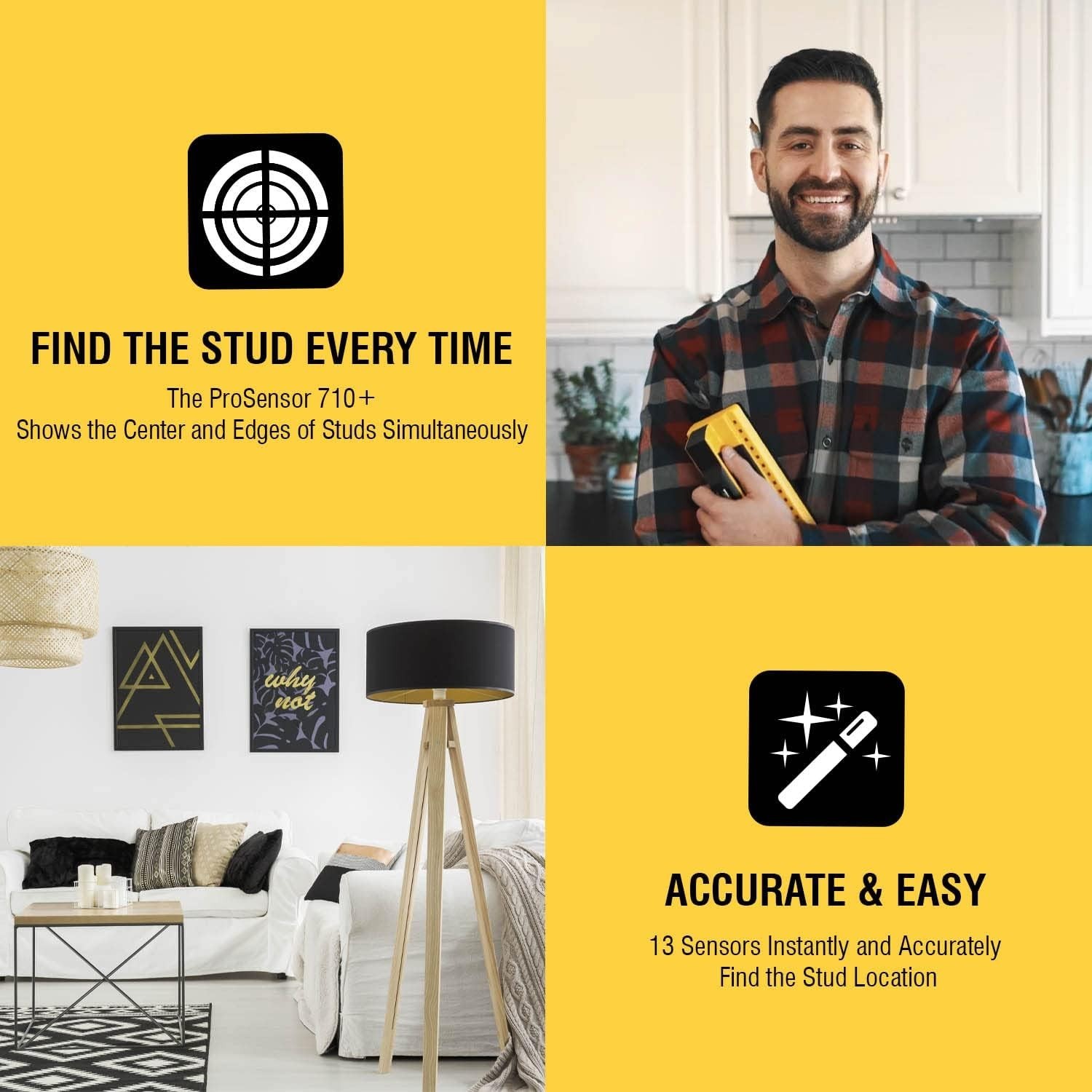Enhanced Accuracy Stud Detector | 13-Sensor Wall Scanner