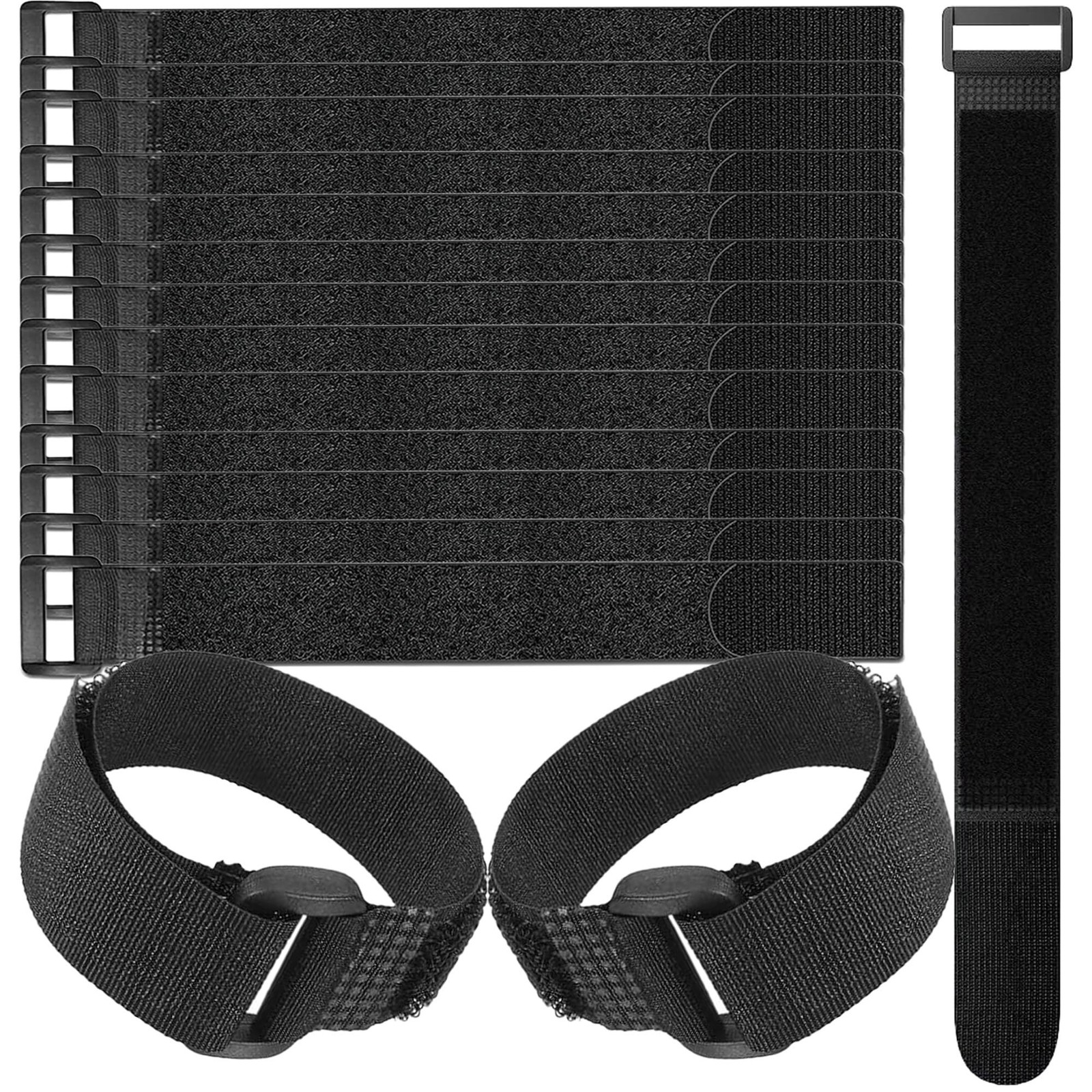 16-Pack Hook and Loop Straps Nylon Cable Ties Organizer Fastener, 11.8 in x 0...