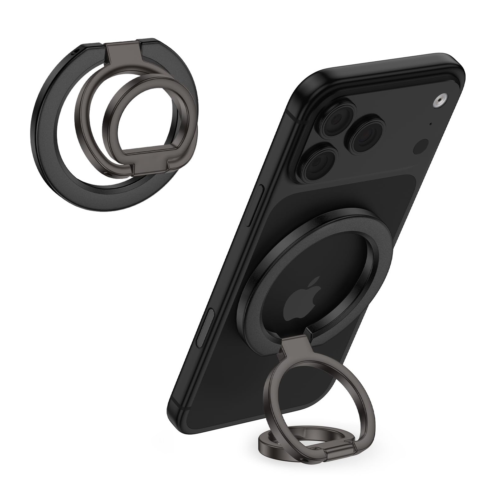 Magnetic Phone Ring Holder MagSafe Grip Stand for iPhone 17 Pro Max 17e Black