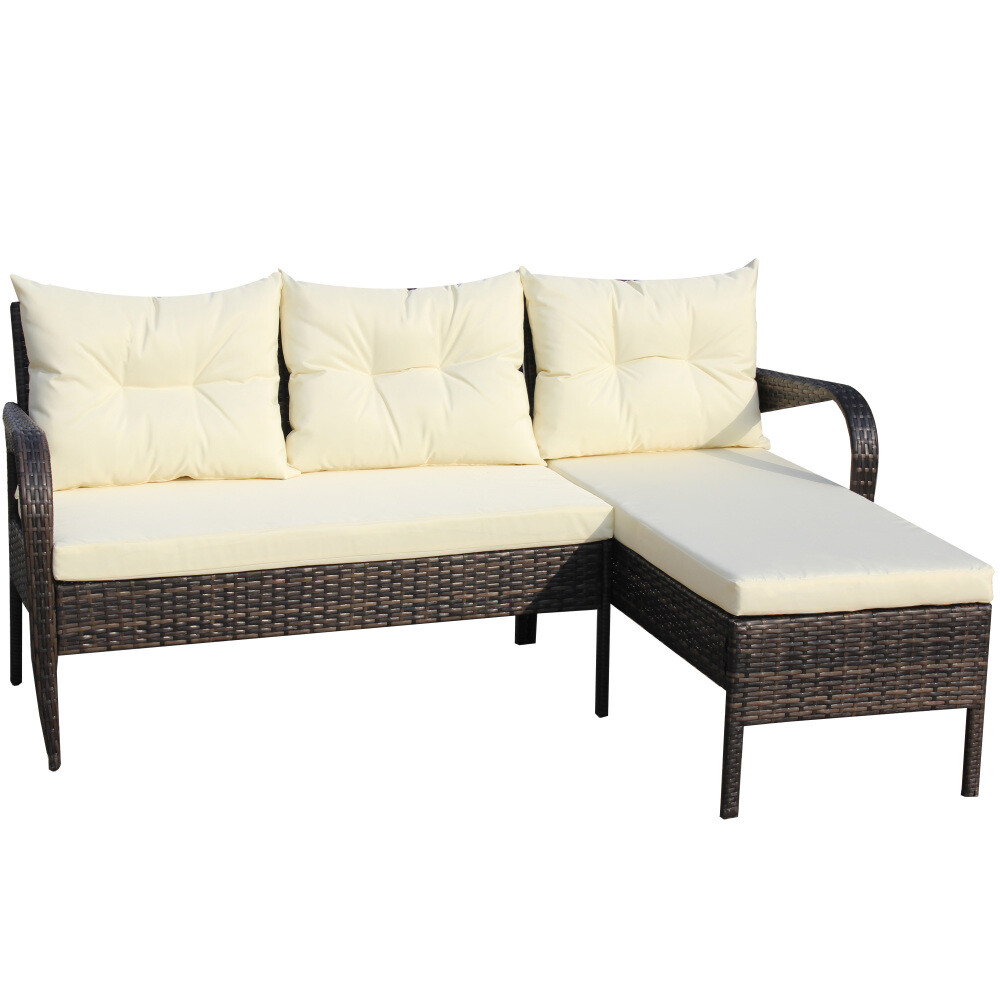 Outdoor Patio Furniture Sets 2 Piece Conversation Set, Ratten Sectional Sofa
