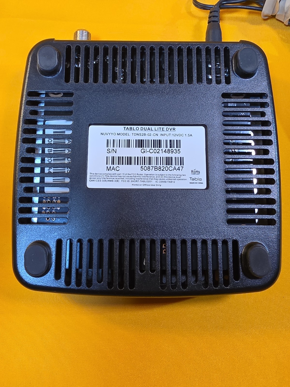 Tablo Dual Lite DVR Model TDNS2B-02-CN