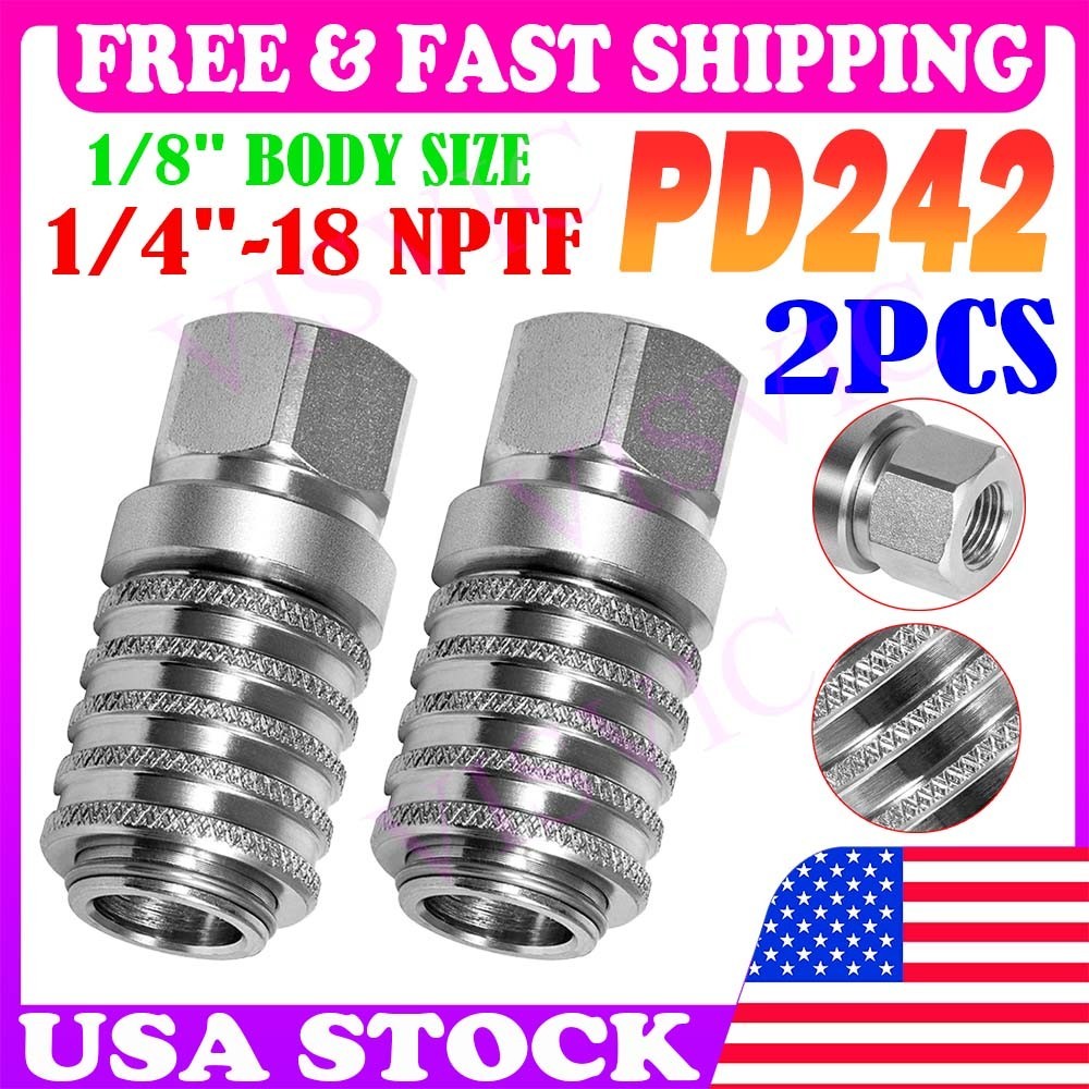 2x PD242 Series PD Steel Test Port and Diagnostic Equipment Quick Coupler Female