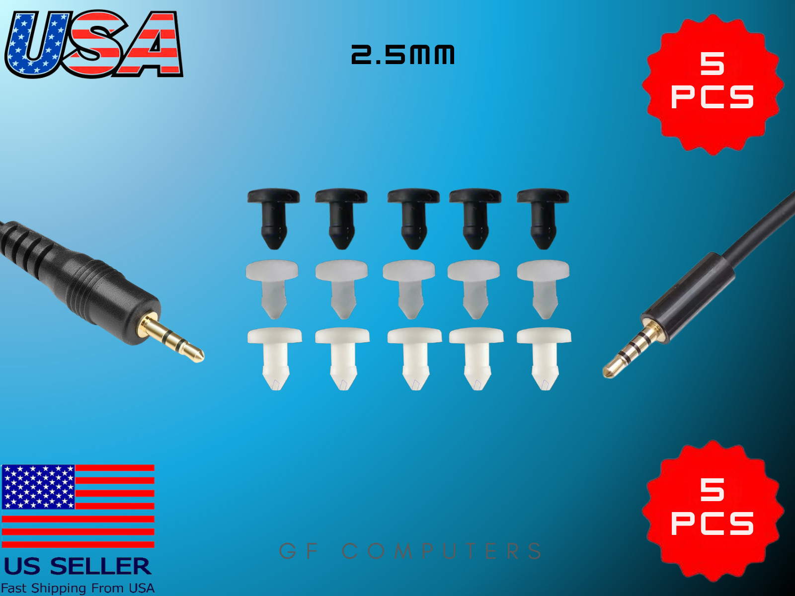 5x 2.5mm Audio Port Silicone Plug Caps Dustproof Liquid Proof Covers