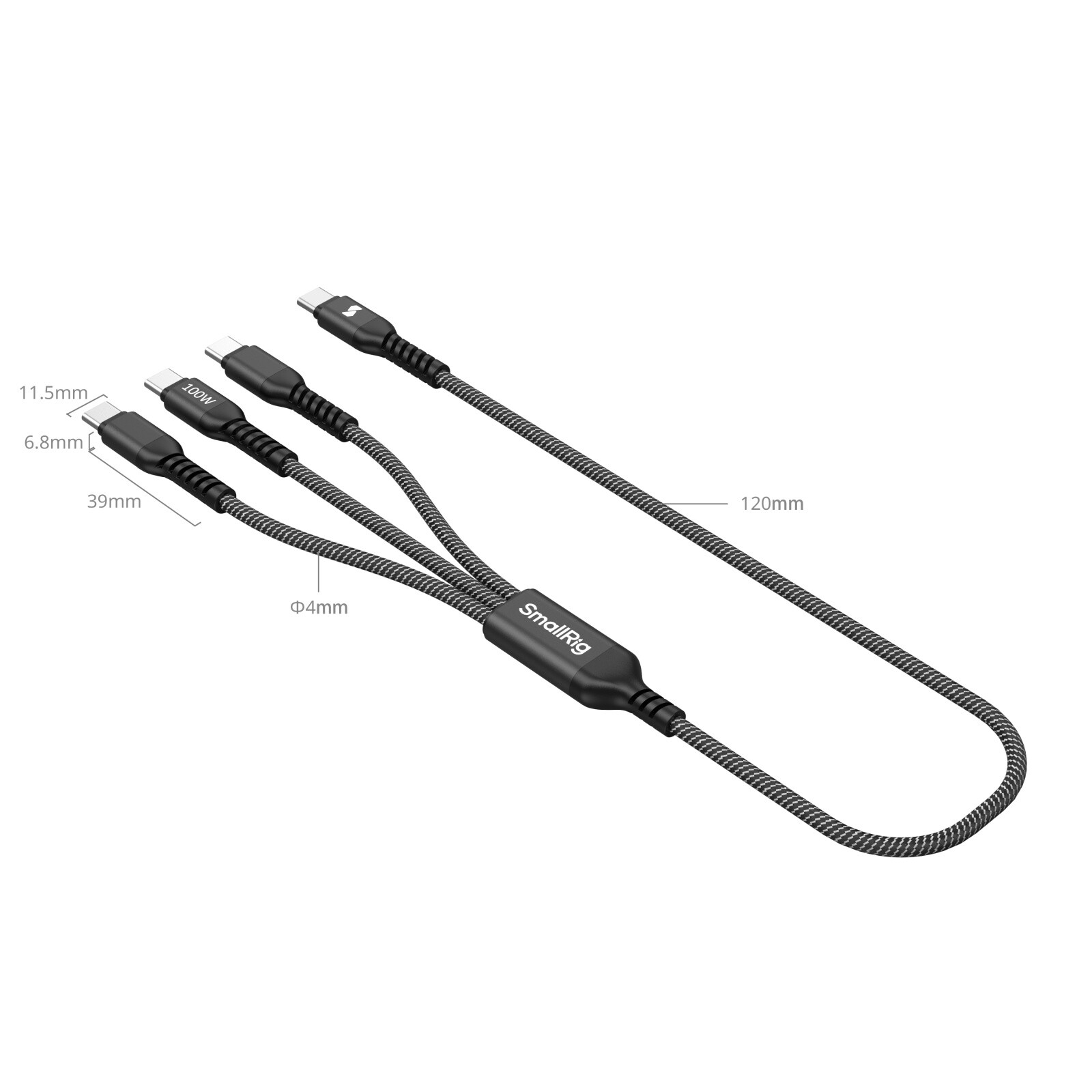 SmallRig 3-in-1 USB-C Charging Cable 100W Fast Charge & USB 2.0 Data Transfer